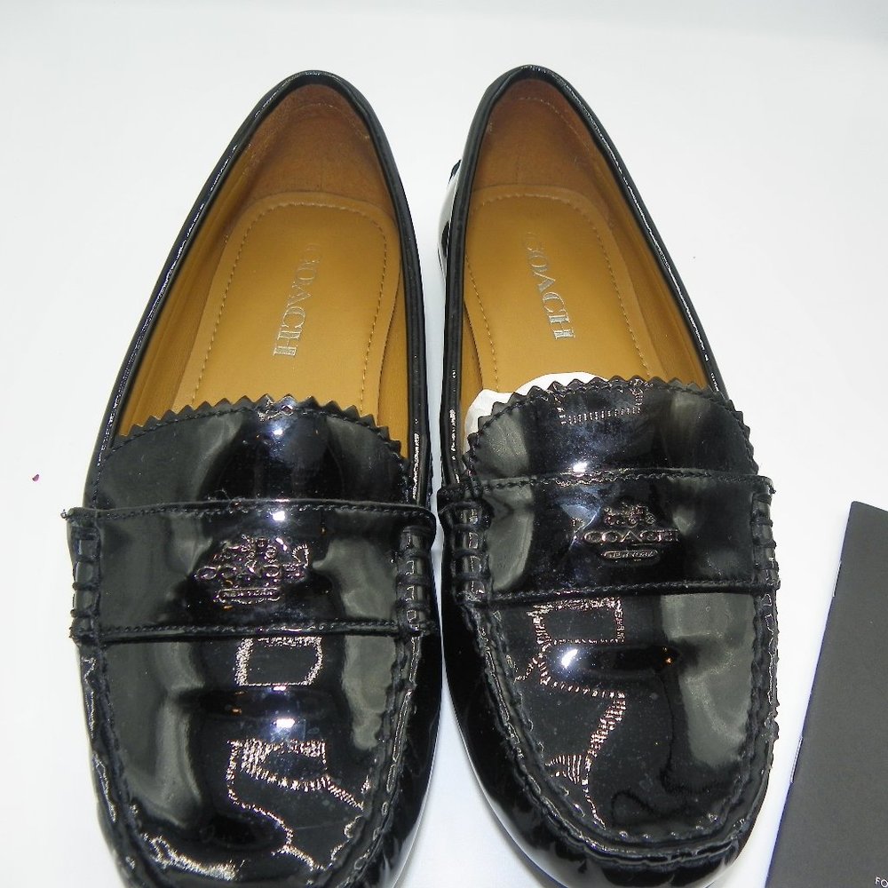 COACH BLACK PATENT LOAFERS SZ 7.5 LIKE NEW - Picture 3 of 6